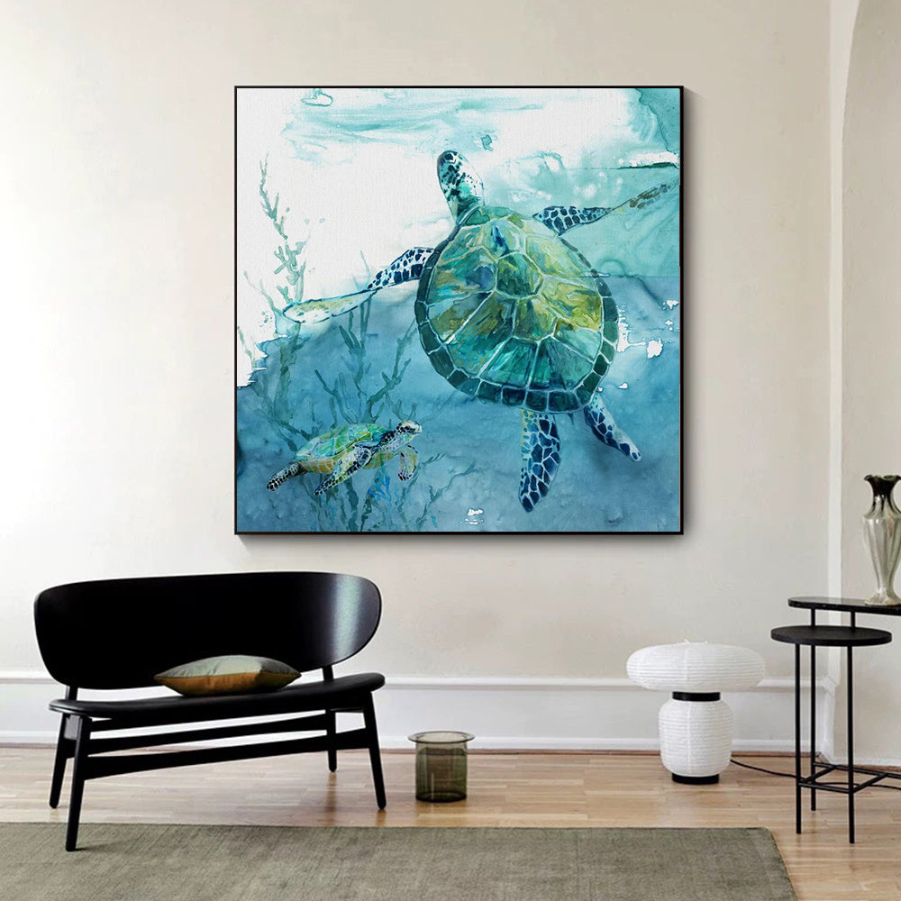 Turtle Canvas Painting – Frameless Wall Art Poster