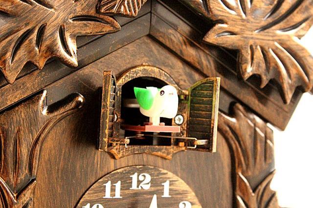 European-Style Cuckoo Wall Clock Antique Gold, Battery Operated (14 Inch)