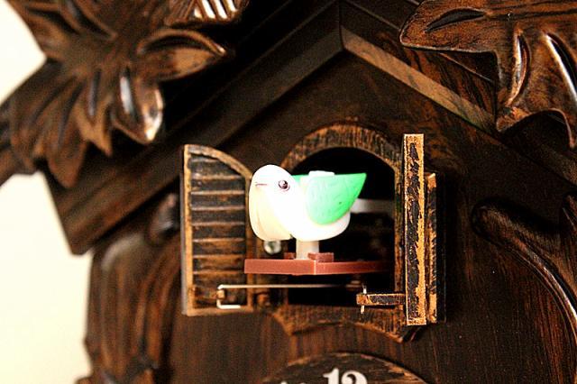 European-Style Cuckoo Wall Clock Antique Gold, Battery Operated (14 Inch)