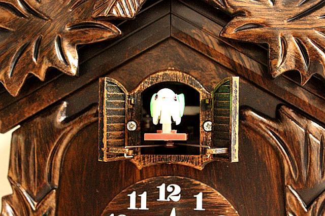 European-Style Cuckoo Wall Clock Antique Gold, Battery Operated (14 Inch)