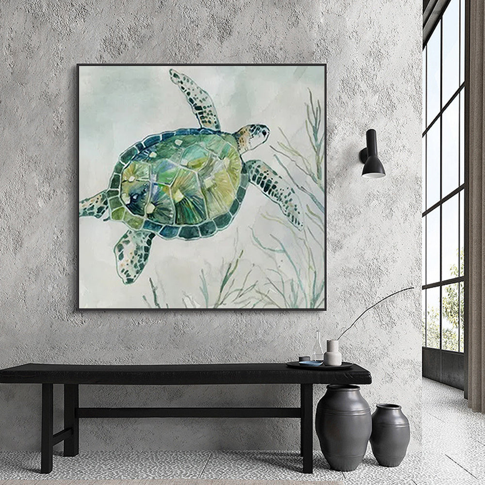 Turtle Canvas Painting – Frameless Wall Art Poster