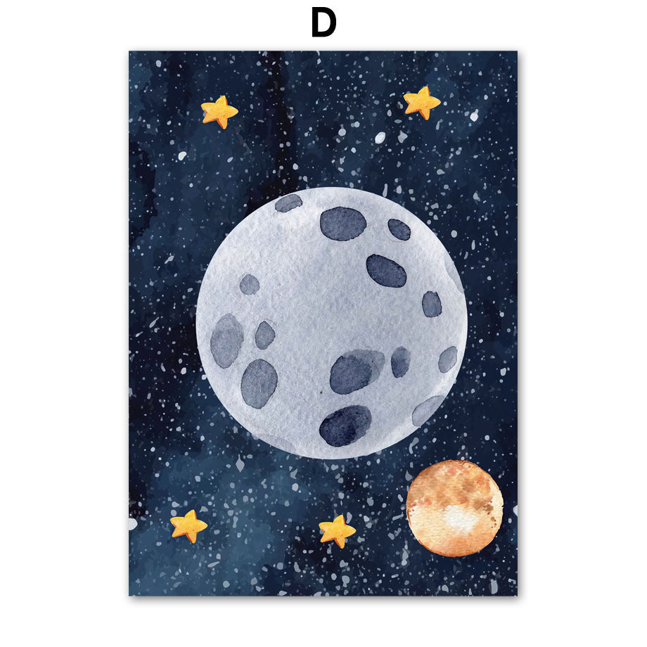 Astronaut Wall Art – Frameless Oil Canvas Painting with Spray Design