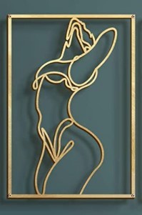 Gold Metal Wall Art – Abstract Body Line Sculpture