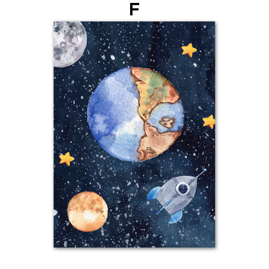 Astronaut Wall Art – Frameless Oil Canvas Painting with Spray Design