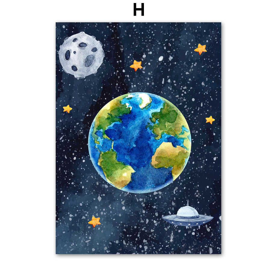Astronaut Wall Art – Frameless Oil Canvas Painting with Spray Design