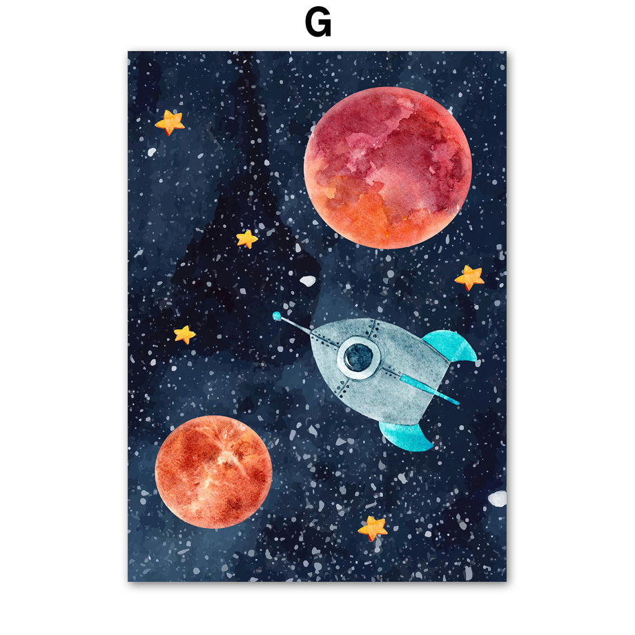 Astronaut Wall Art – Frameless Oil Canvas Painting with Spray Design