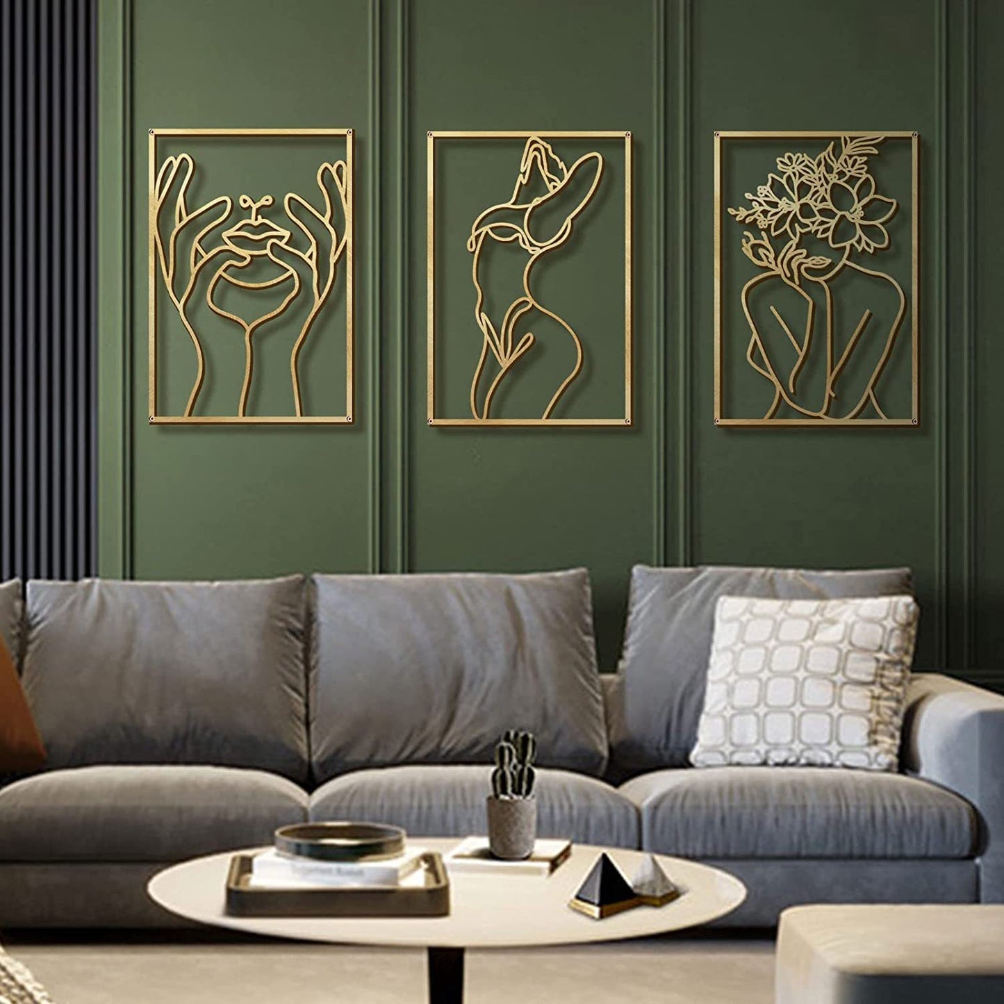 Gold Metal Wall Art – Abstract Body Line Sculpture