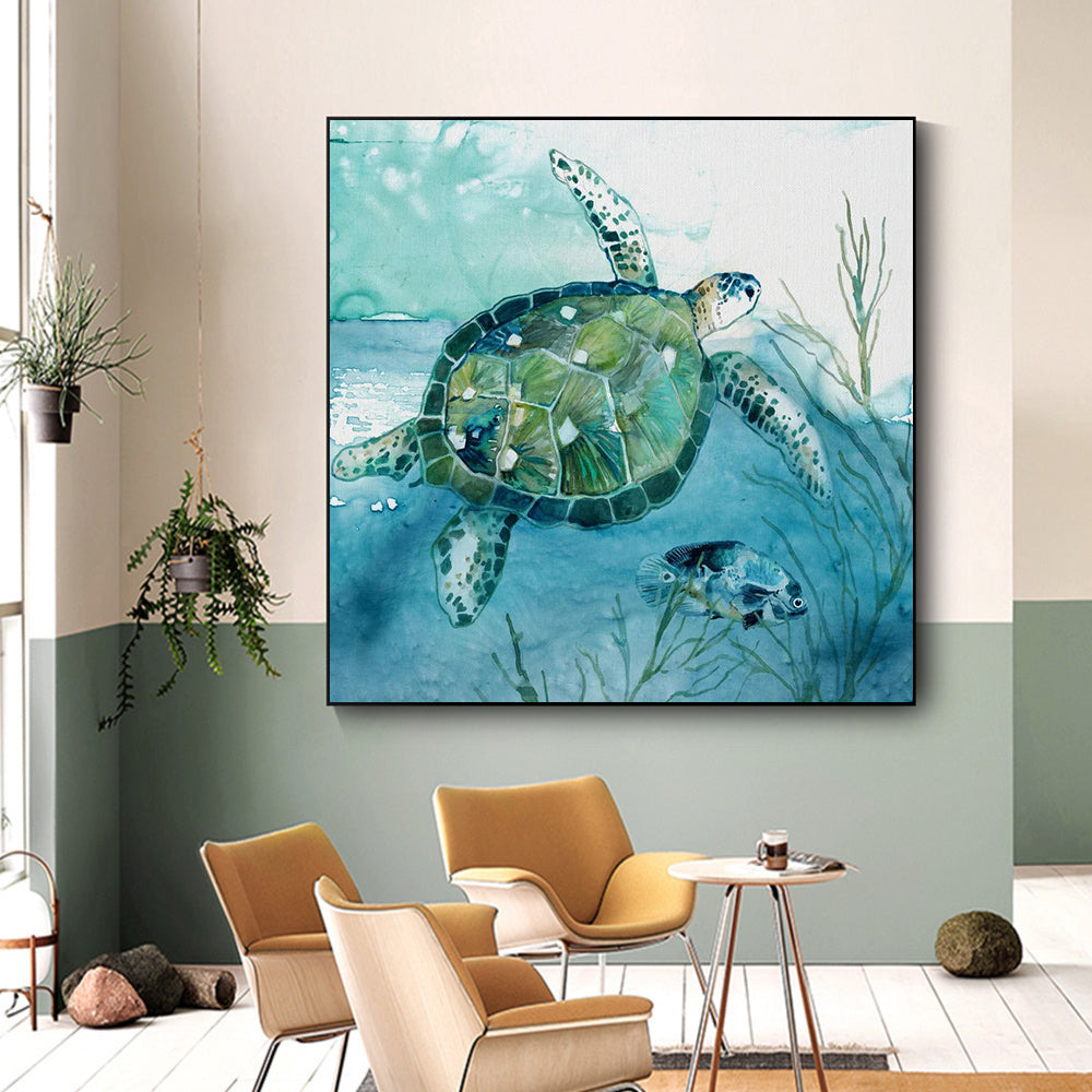 Turtle Canvas Painting – Frameless Wall Art Poster