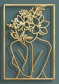 Gold Metal Wall Art – Abstract Body Line Sculpture