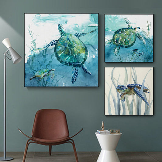Turtle Canvas Painting – Frameless Wall Art Poster