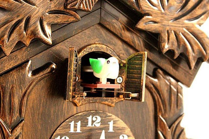 European-Style Cuckoo Wall Clock Antique Gold, Battery Operated (14 Inch)