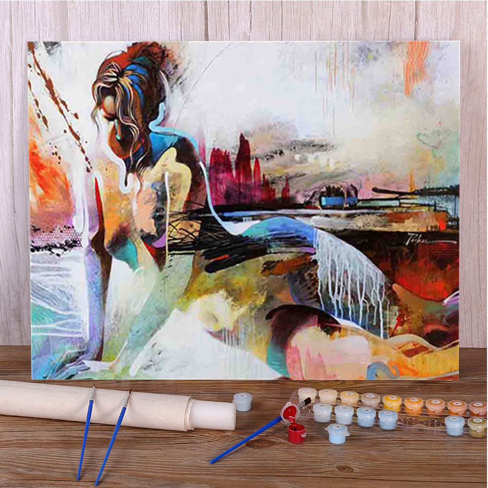 Abstrack Art Painting By Numbers Package Acrylic Paints