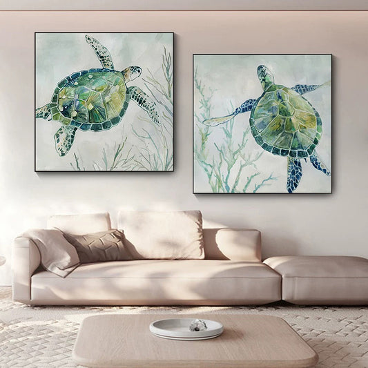 Turtle Canvas Painting – Frameless Wall Art Poster