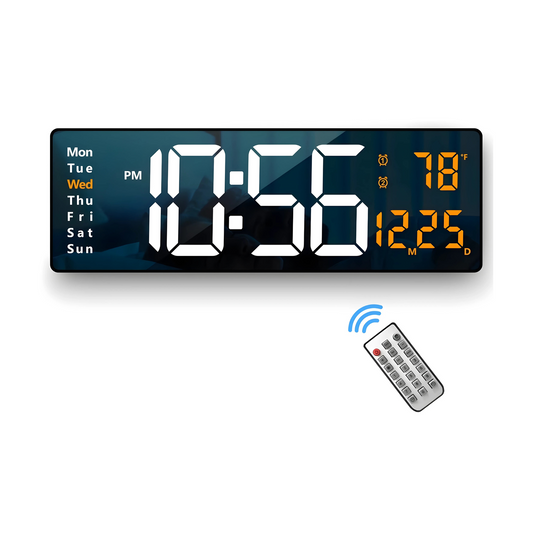 Digital Wall Clock Large Display Date with Automatic Remote Control with Week Temperature